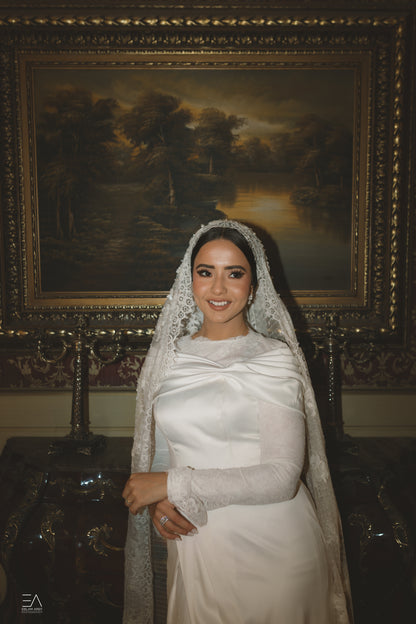 Satin-Lace Bridal Sheath Dress