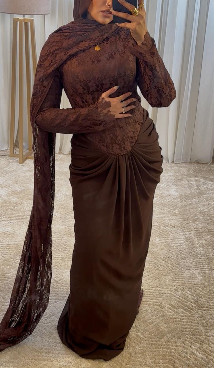 Chocolate Brown Lace Corset Dress