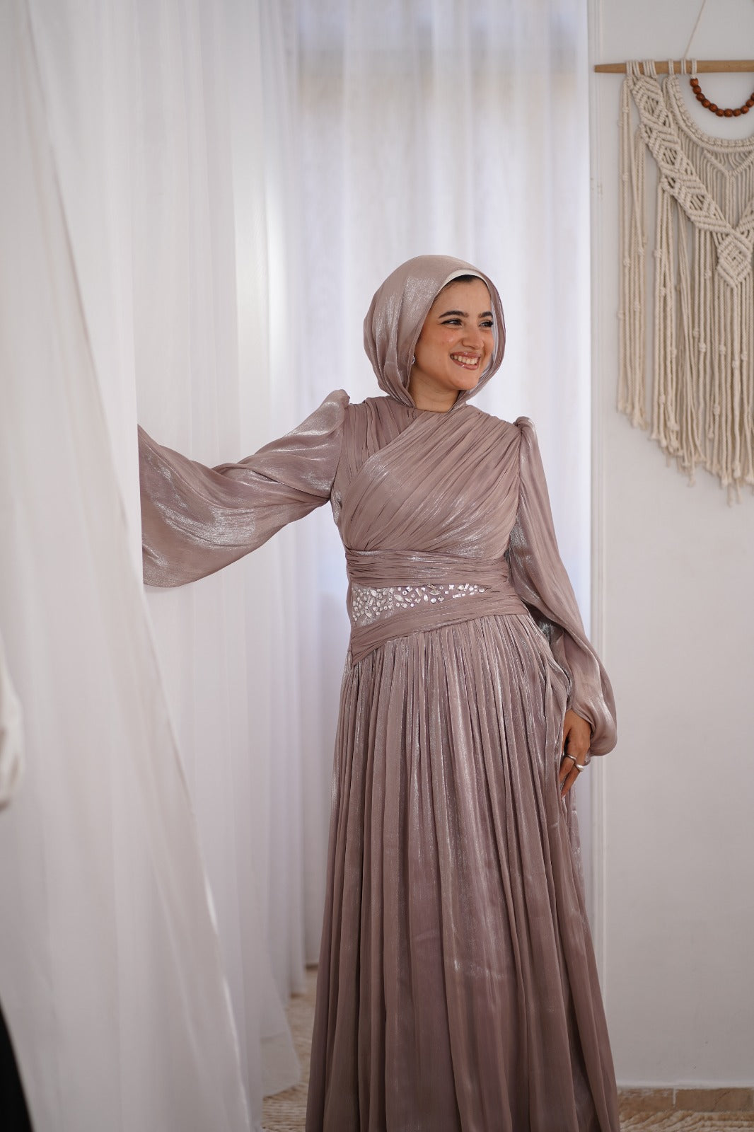 Cashmere Draped Soiree Dress