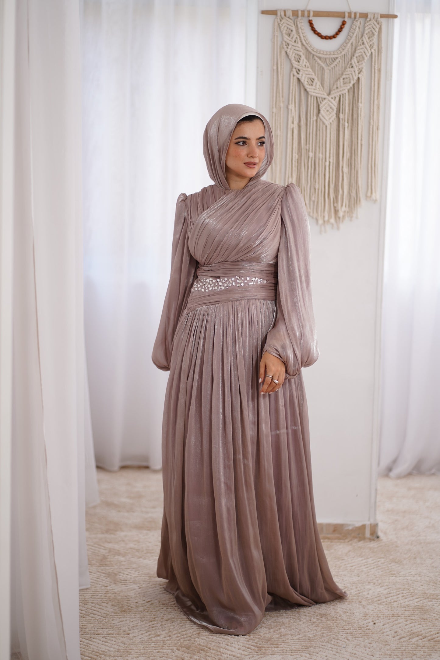 Cashmere Draped Soiree Dress