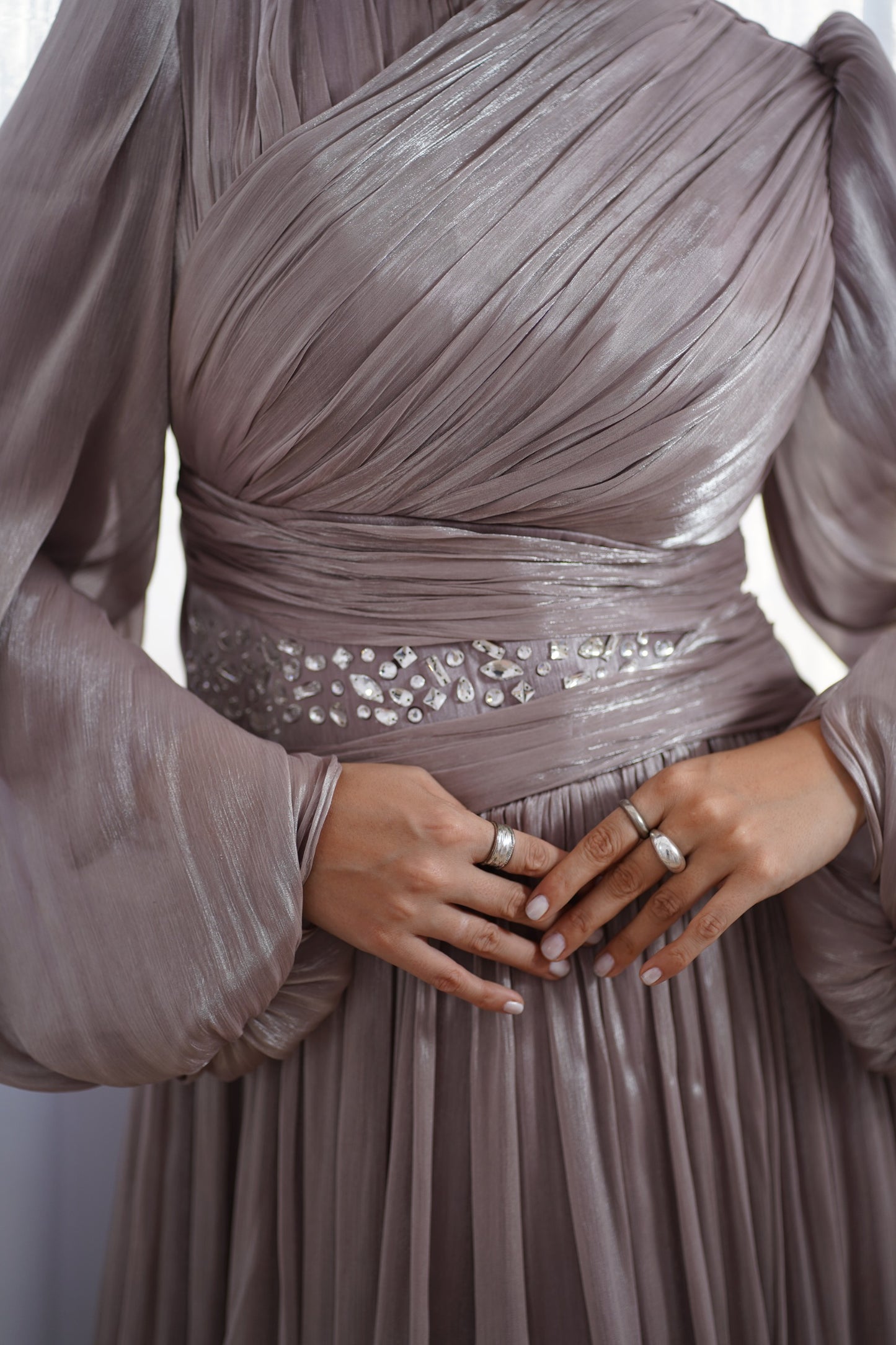 Cashmere Draped Soiree Dress