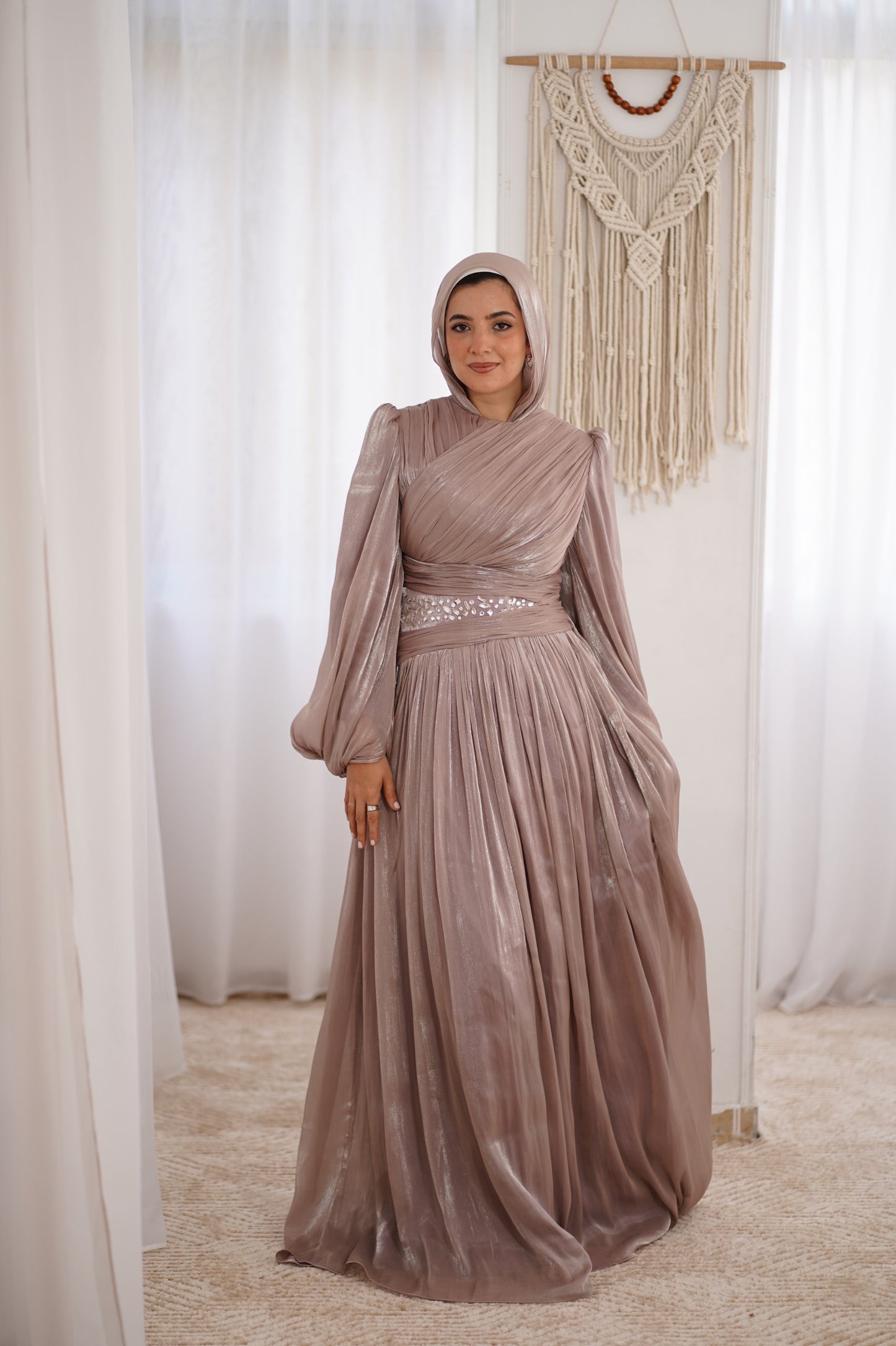 Cashmere Draped Soiree Dress