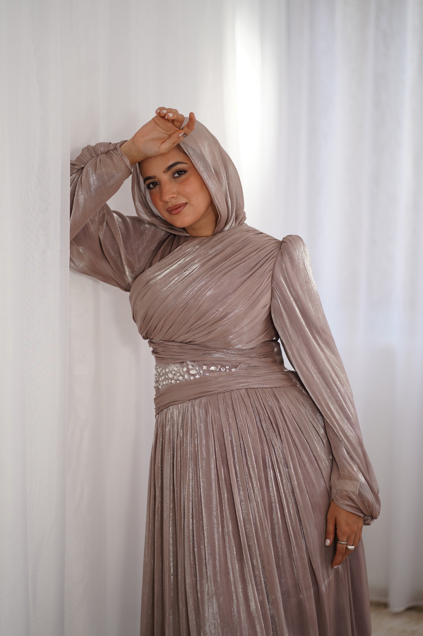 Cashmere Draped Soiree Dress