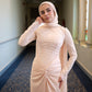 Champagne Lace satin Soiree Dress