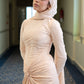Champagne Lace satin Soiree Dress