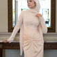 Champagne Lace satin Soiree Dress