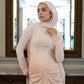 Champagne Lace satin Soiree Dress