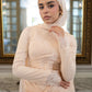 Champagne Lace satin Soiree Dress