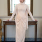 Champagne Lace satin Soiree Dress