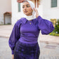 Dark Purple Soirée 2-Pieces Dress Set with Embroidered Skirt