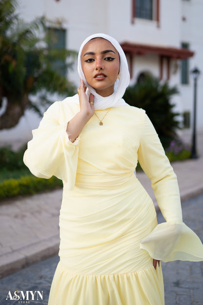 Yellow Chiffon Soiree Dress