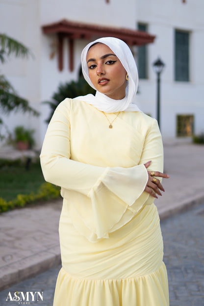 Yellow Chiffon Soiree Dress