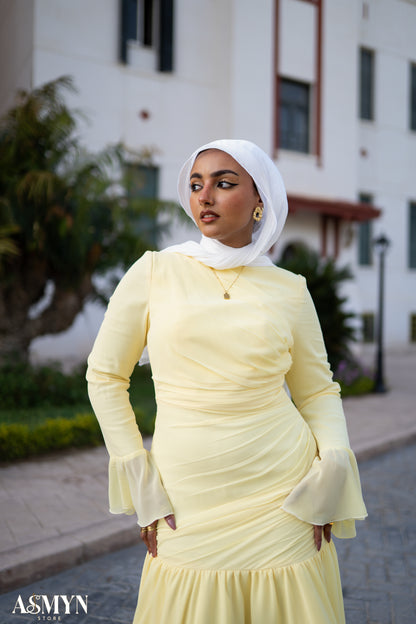 Yellow Chiffon Soiree Dress
