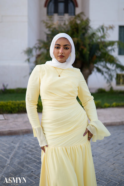 Yellow Chiffon Soiree Dress