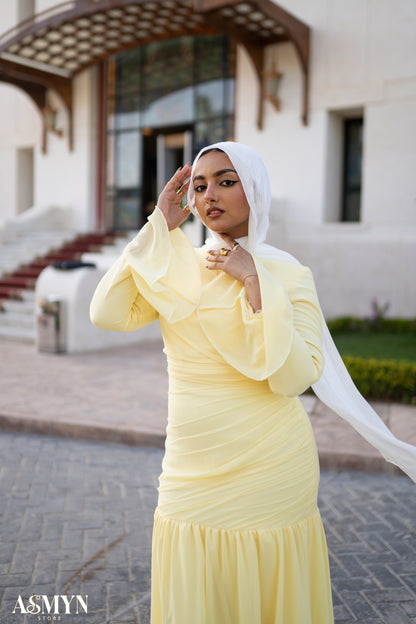 Yellow Chiffon Soiree Dress