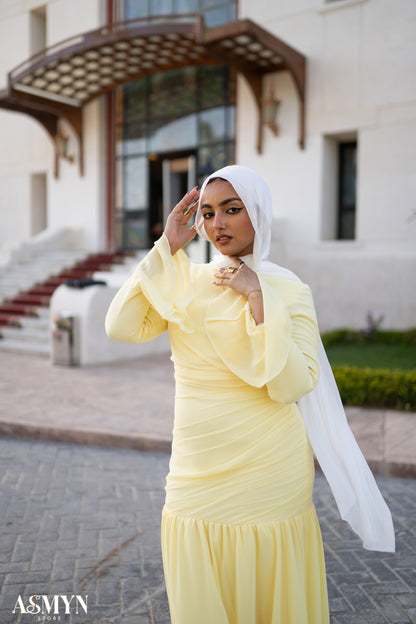 Yellow Chiffon Soiree Dress