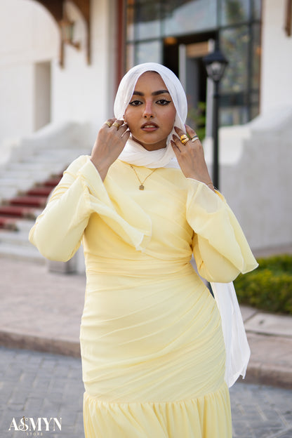 Yellow Chiffon Soiree Dress