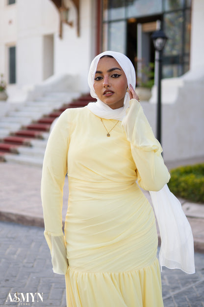 Yellow Chiffon Soiree Dress
