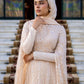 Champagne Embroidered Soiree Dress