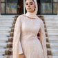 Champagne Embroidered Soiree Dress