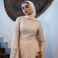 Champagne Embroidered Soiree Dress