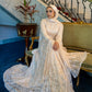 Champagne Embroidered Soiree Dress