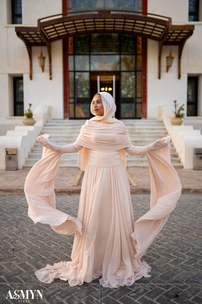 Champagne Soiree Chiffon Dress
