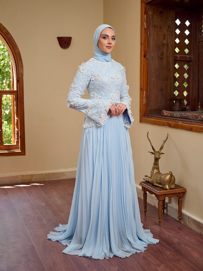 cascade Gown dress  powder blue