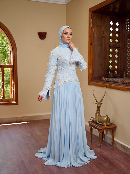 cascade Gown dress  powder blue