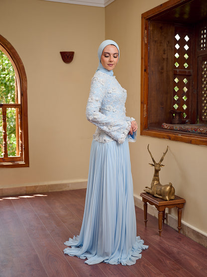 cascade Gown dress  powder blue