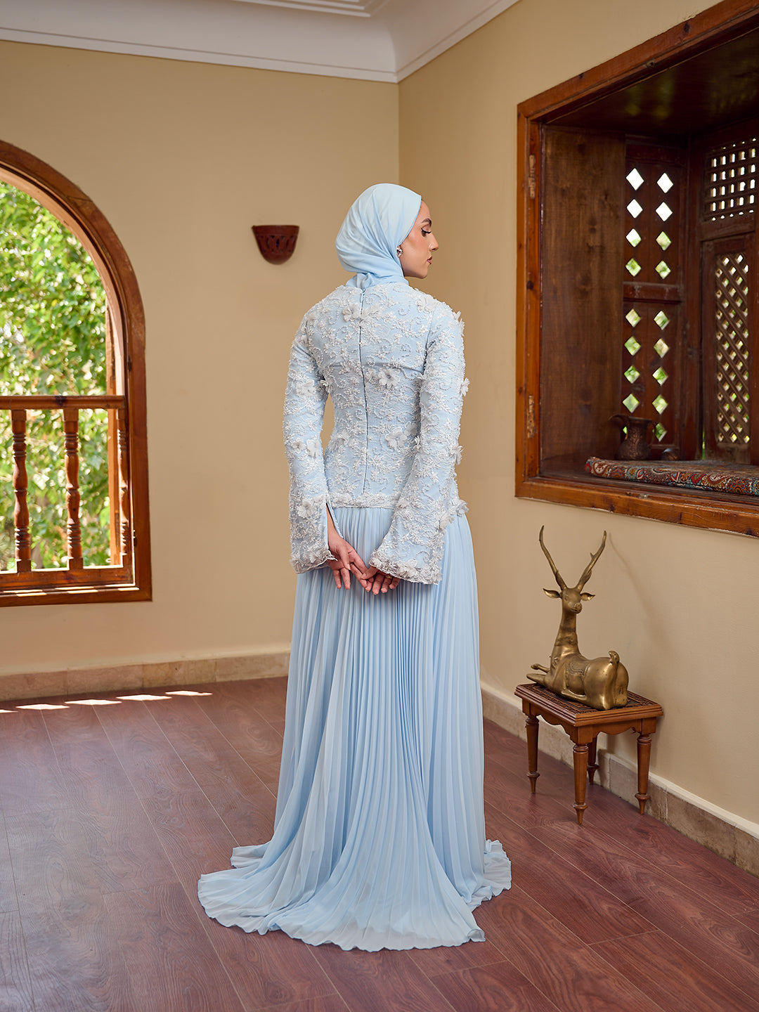 cascade Gown dress  powder blue