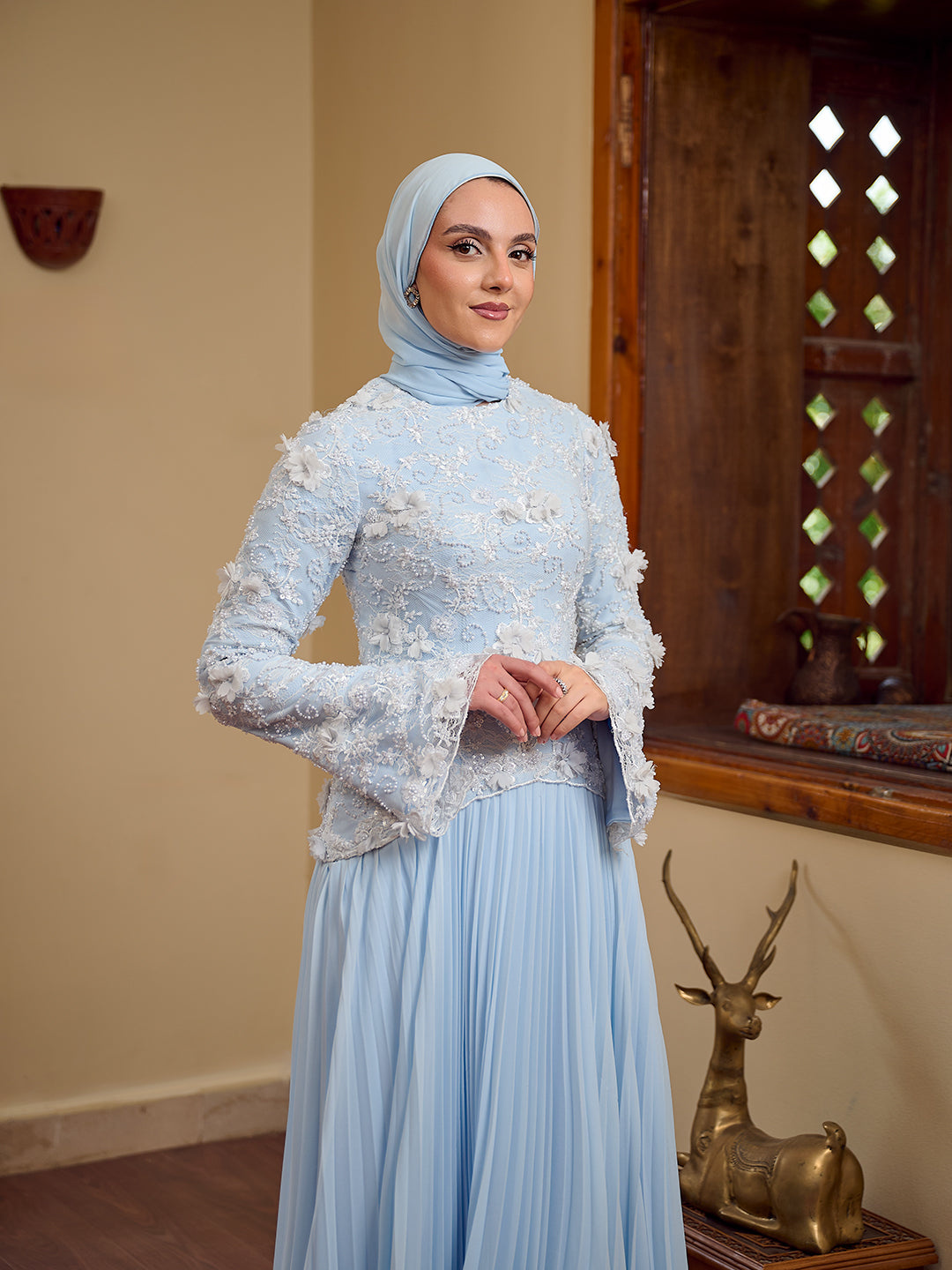 cascade Gown dress  powder blue