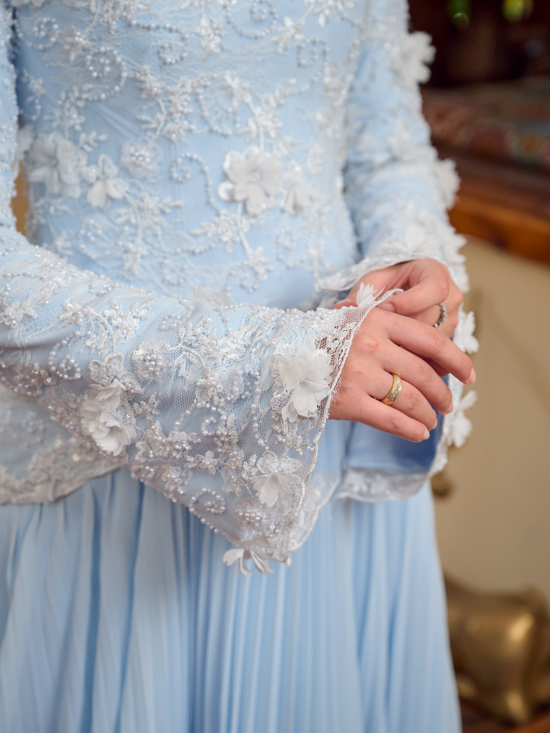 cascade Gown dress  powder blue