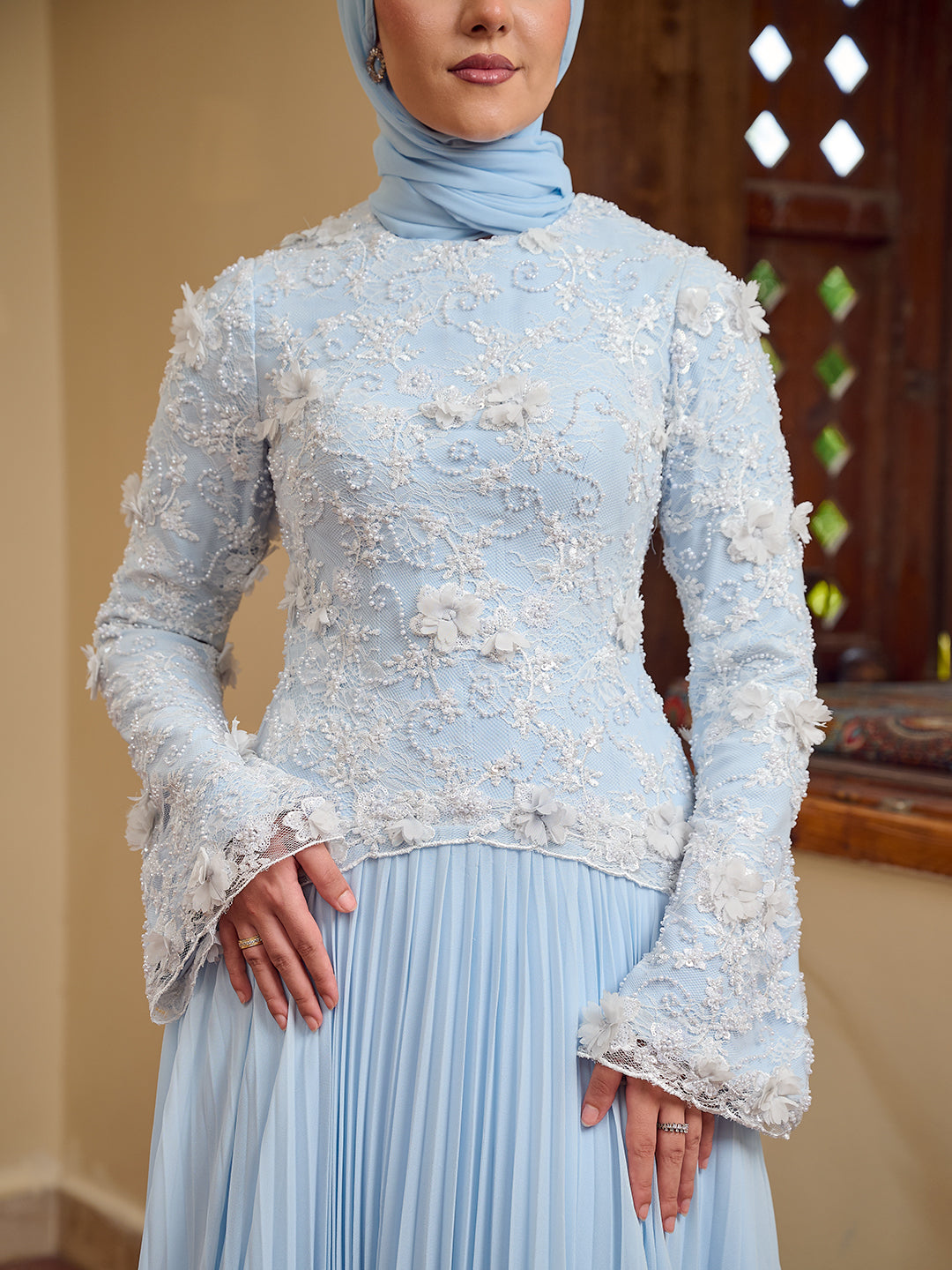 cascade Gown dress  powder blue