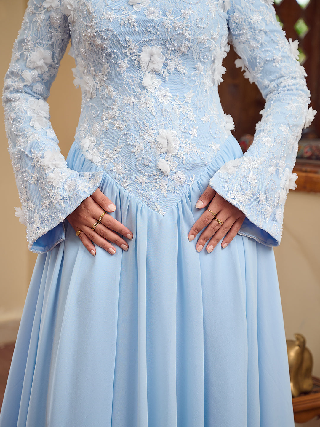 Flourish Dress powder blue