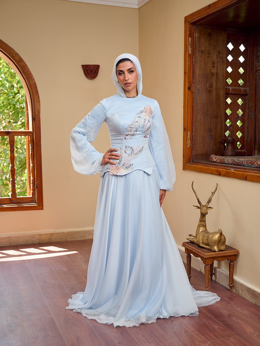 Jeweled Grace dress in powder blue