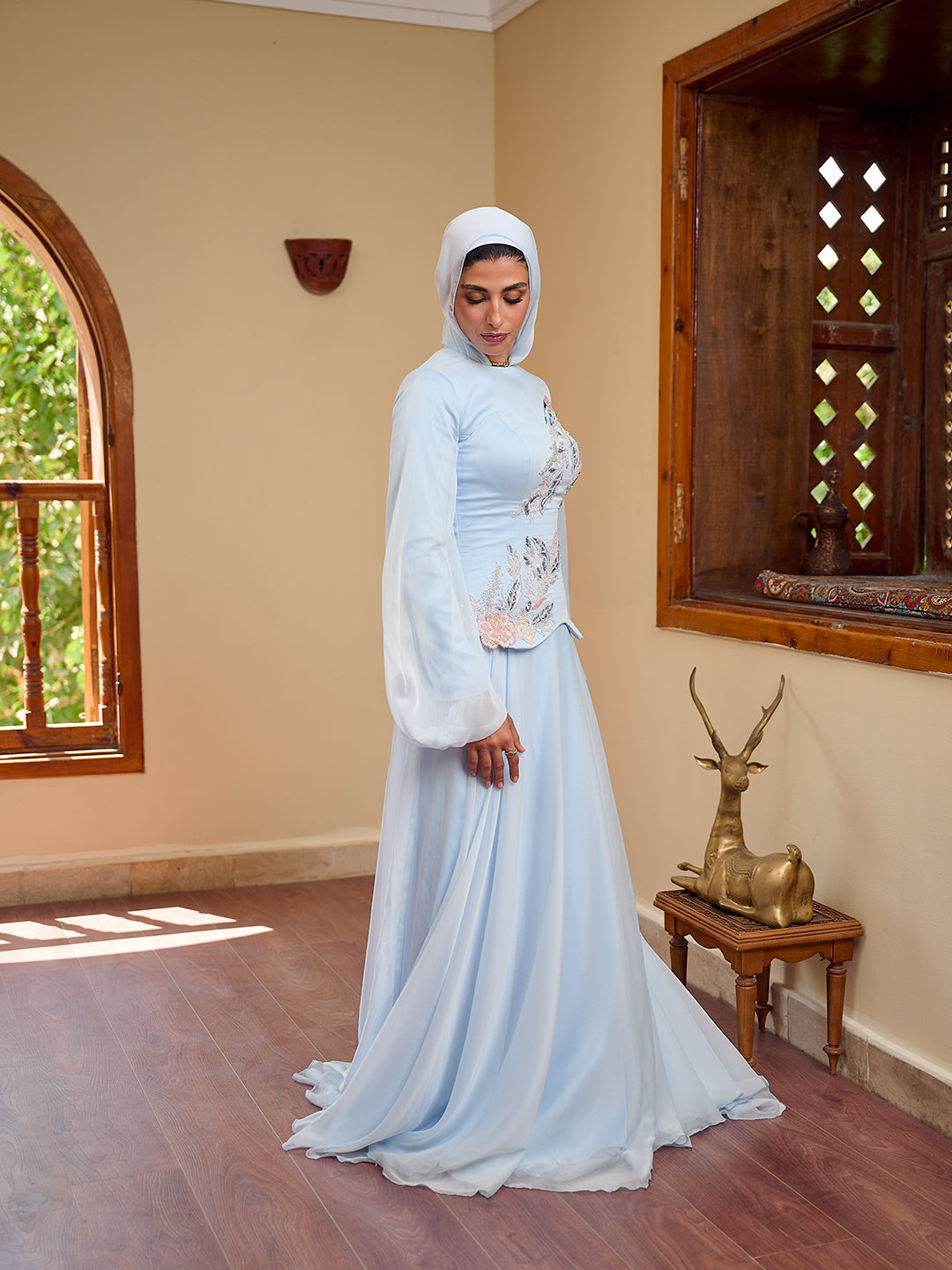 Jeweled Grace dress in powder blue
