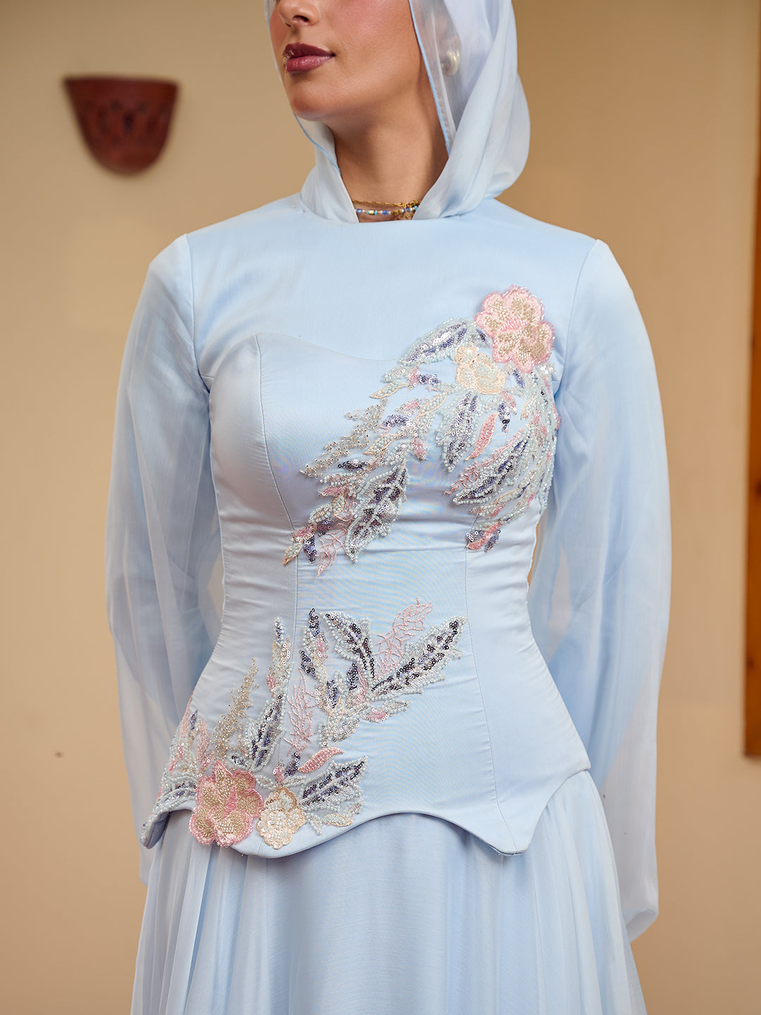 Jeweled Grace dress in powder blue