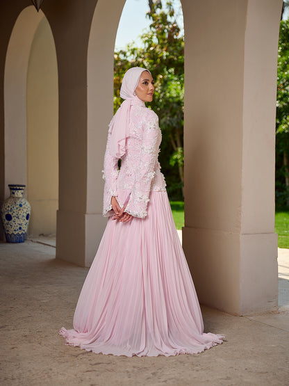 cascade Gown dress  powder pink