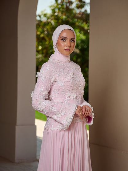 cascade Gown dress  powder pink