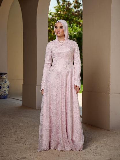 The Grace Lace Dress in Powder Pink