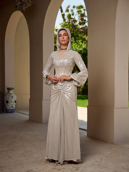 Champagne Sculpted Silhouette Dress