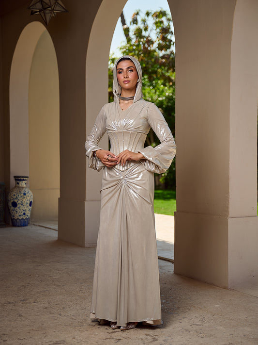Champagne Sculpted Silhouette Dress