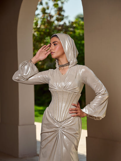 Champagne Sculpted Silhouette Dress