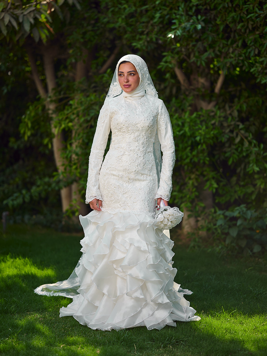 Glamorous Ruffled Bridal Dress