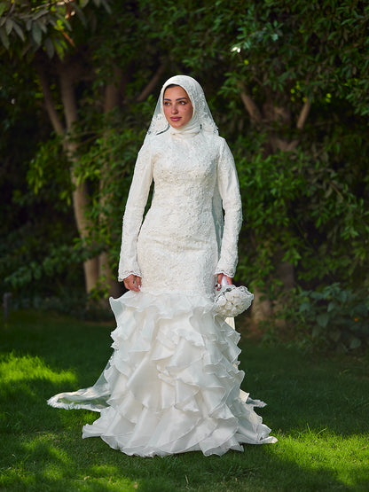 Glamorous Ruffled Bridal Dress