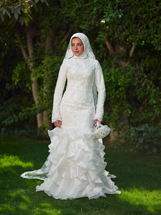 Glamorous Ruffled Bridal Dress