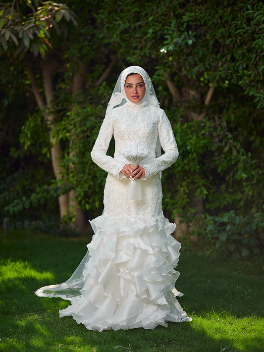 Glamorous Ruffled Bridal Dress