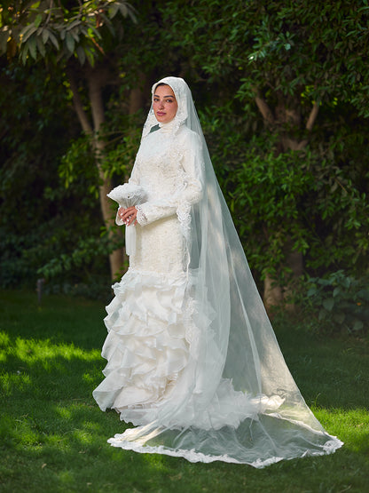Glamorous Ruffled Bridal Dress