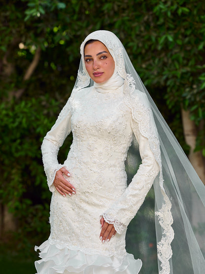 Glamorous Ruffled Bridal Dress